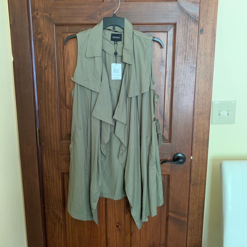 Rebel X Wilson Green Sleeveless Long Vest/Duster